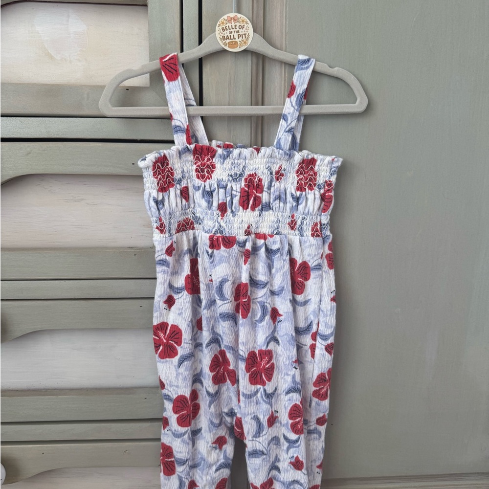 Carter's Red and Blue Jumpsuit with Smocked Bodice